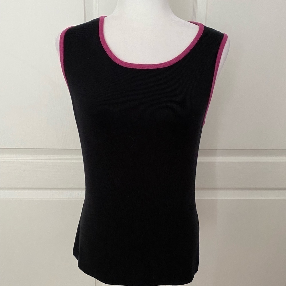 Karen Kane Black Silk Blend Tank Top L | Stretchy Luxe Sleeveless Blouse - Picture 3 of 10